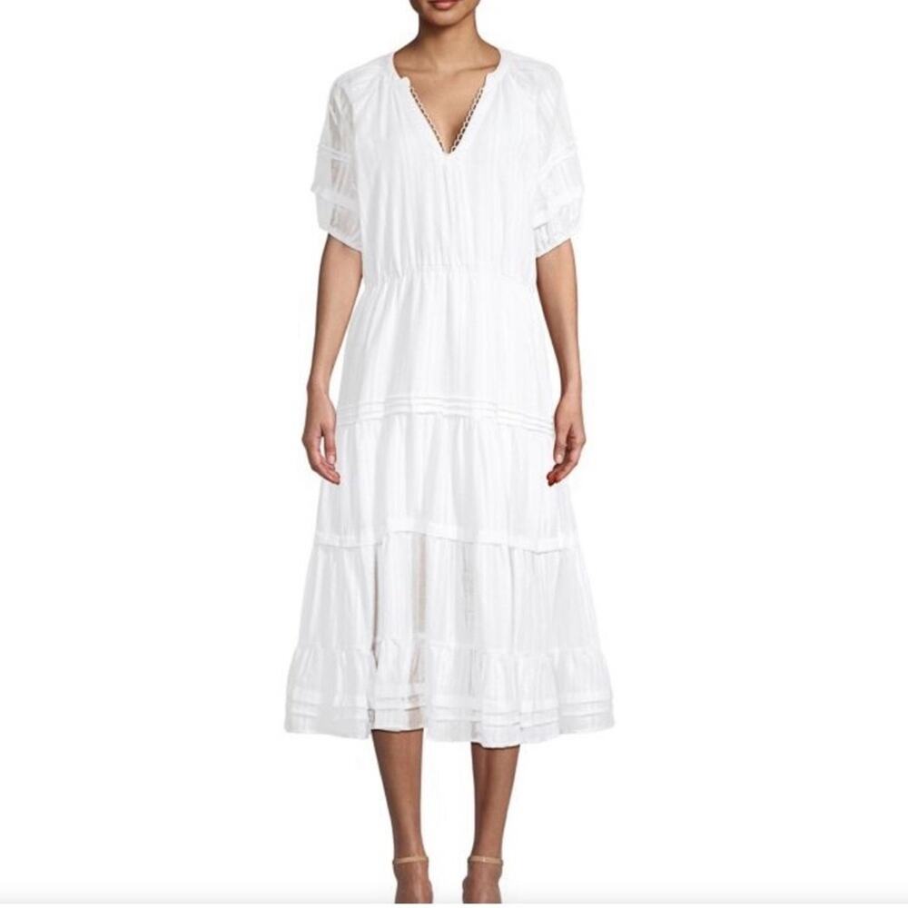 Betsey Johnson Spectator Tiered Midi Dress, White & Colored Speckles SizeXS, NWT - Picture 3 of 16
